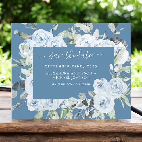Dusty Blue Sage Green Greenery Save the Date