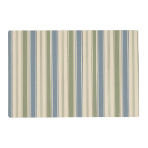 Dusty Blue & Sage Green Linen Multi-Width Stripes Placemat