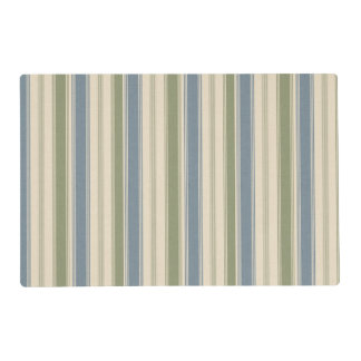 Dusty Blue & Sage Green Linen Multi-Width Stripes Placemat
