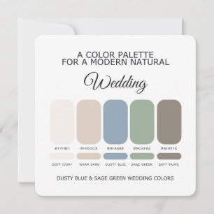 Dusty Blue Sage Green Wedding Color Palette Card