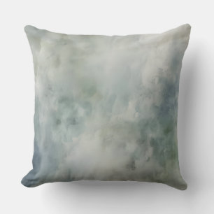 Dusty Blue Sage Green White Watercolor Abstract Throw Pillow