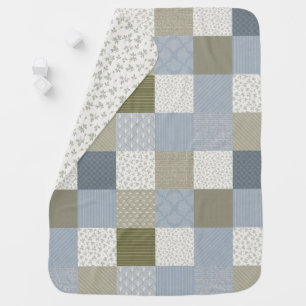 Dusty Blue Sage Patchwork Baby Quilt Blanket