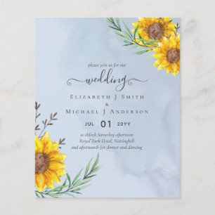 Dusty Blue Sage Sunflowers Rustic Boho Wedding Fly Flyer