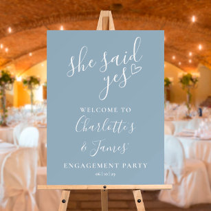 Dusty Blue Said Yes Engagement Party Welcome Sign