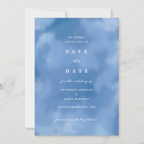 Dusty Blue Save the Date Invitation