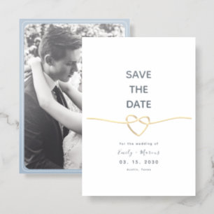 Dusty Blue Save the Date Photo Letterpress Photo Cards