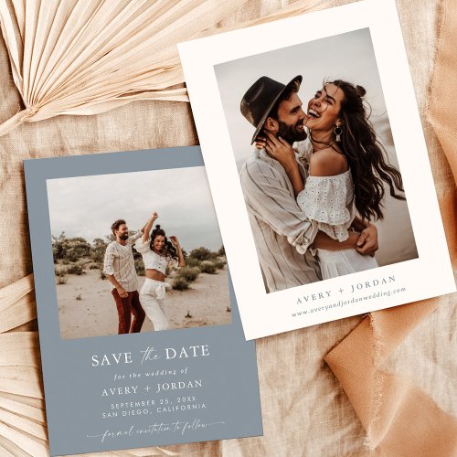 Dusty Blue Save the Date Photo Save the Date Invitation