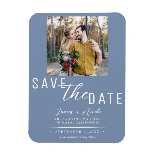 Dusty Blue Save the Date Photo Wedding Magnet
