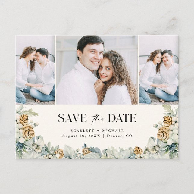 Dusty Blue Save The Date Postcard (Front)