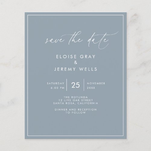 Dusty Blue Save the Date Postcard
