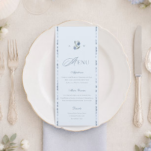 Dusty Blue Scandinavian Wedding Menu Card