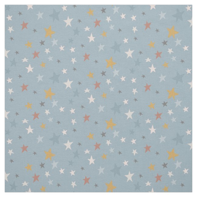 Dusty Blue Scattered Stars Gold Muted Baby Nursery Fabric