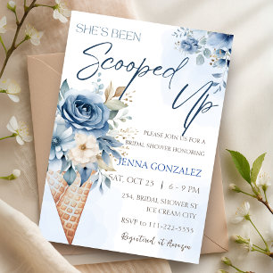 Dusty Blue Scooped Up Ice Cream Bridal Shower  Invitation