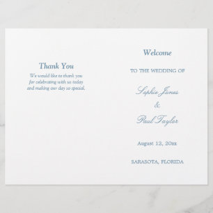 Dusty Blue Script Bi-Fold Wedding Program