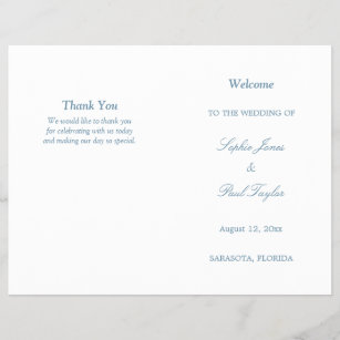 Dusty Blue Script Bi-Fold Wedding Program