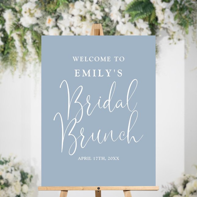 Dusty Blue Script Bridal Brunch Welcome Sign (Dusty Blue Script Bridal Brunch Welcome Sign)