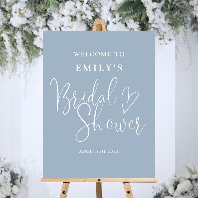 Dusty Blue Script Bridal Shower Welcome Sign (Creator Uploaded)