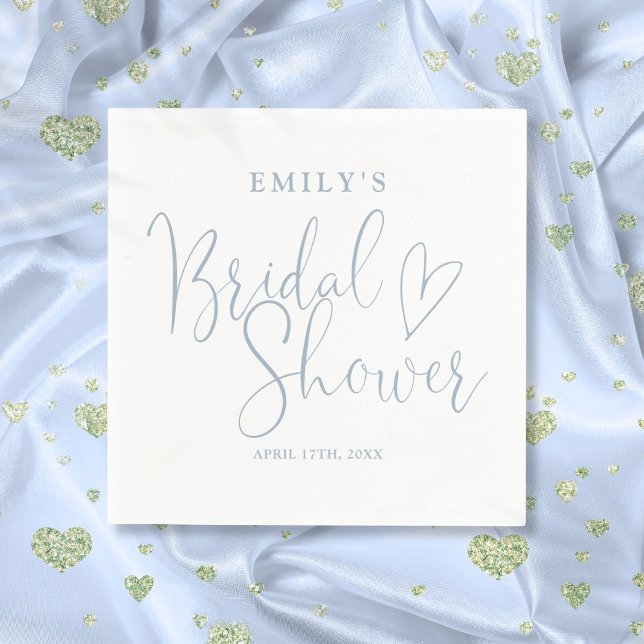 Dusty Blue Script Calligraphy Bridal Shower Napkins (Dusty Blue Script Calligraphy Bridal Shower Napkins)