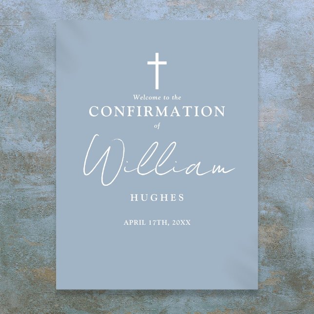 Dusty Blue Script Confirmation Welcome Sign (Dusty Blue Script Confirmation Welcome Sign)