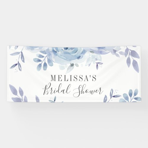 Dusty Blue Script Floral Lilac Bridal Shower Banner