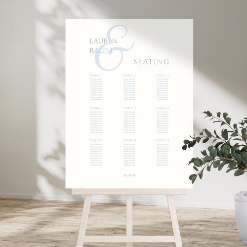 Dusty Blue Script Monogrammed 9 Table Wedding  Foam Board