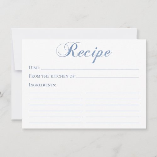 Dusty Blue Script Recipe Card