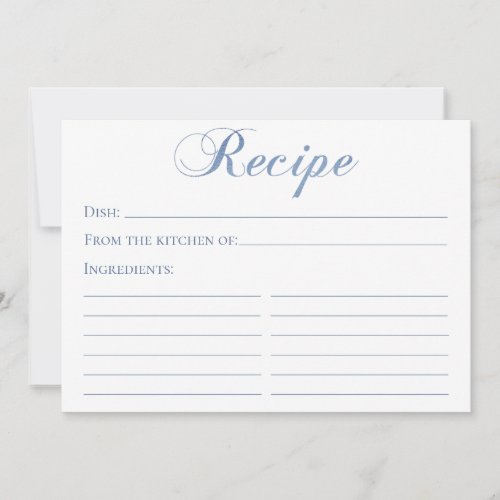 Dusty Blue Script Recipe Card