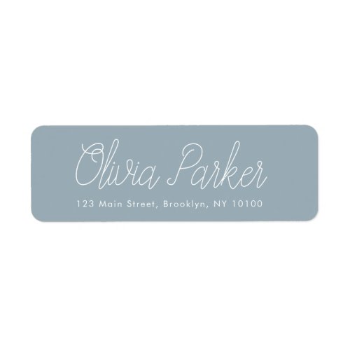 Dusty Blue Script Return Address Label