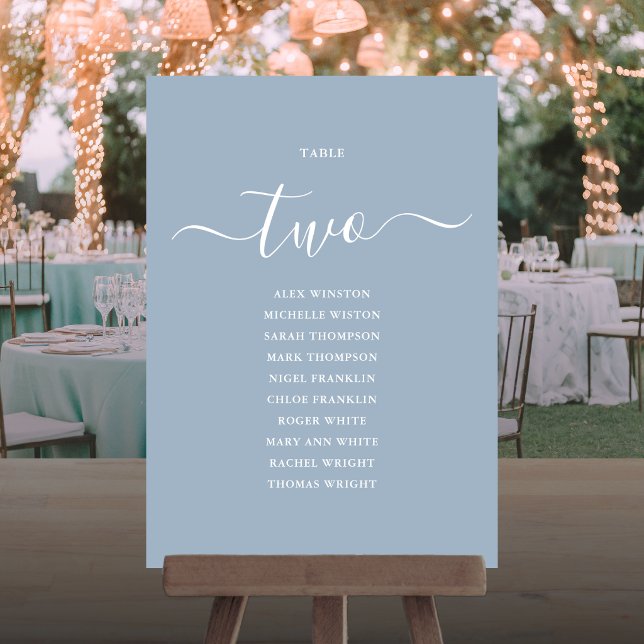 Dusty Blue Script Table Number 2 Seating Chart (Dusty Blue Script Table Number 2 Seating Chart)