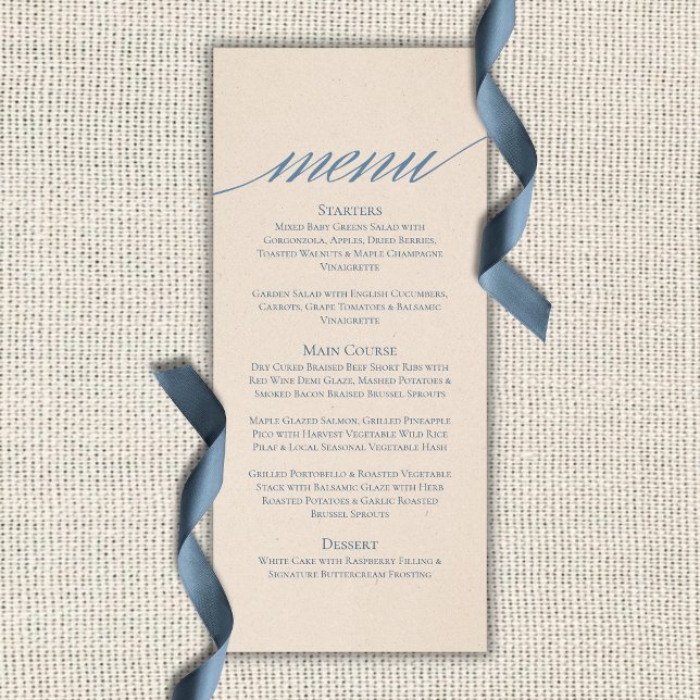 Dusty Blue Script Typography Wedding Menu (Dusty Blue Script Typography Wedding Menu
)