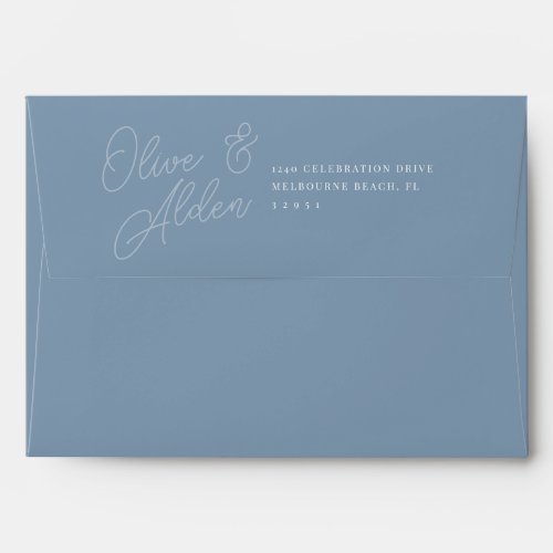 Dusty Blue  Script Watermark Wedding 5x7 Envelope