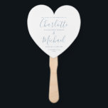 Dusty Blue Script Wedding Ceremony Heart Hand Fan<br><div class="desc">This stylish wedding program can be personalized with your special wedding day information featuring chic modern typography. Designed by Thisisnotme©</div>