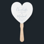 Dusty Blue Script Wedding Ceremony Heart Hand Fan<br><div class="desc">This stylish wedding program can be personalized with your special wedding day information featuring chic modern typography. Designed by Thisisnotme©</div>