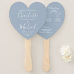 Dusty Blue Script Wedding Program Heart Hand Fan<br><div class="desc">This stylish wedding program can be personalized with your special wedding day information featuring chic modern typography. Designed by Thisisnotme©</div>