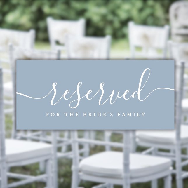 Dusty Blue Script Wedding Reserved Chair Sign (Dusty Blue Script Wedding Reserved Chair Sig)