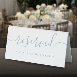 Dusty Blue Script Wedding Reserved Table Tent Sign