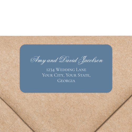 Dusty Blue Script Wedding Return Address Label
