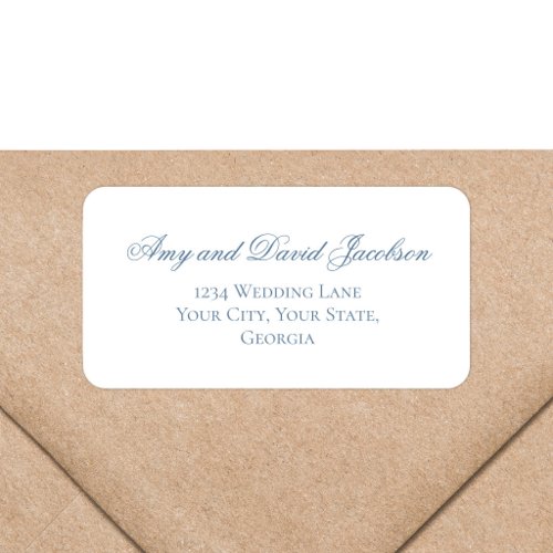 Dusty Blue Script Wedding Return Address Label