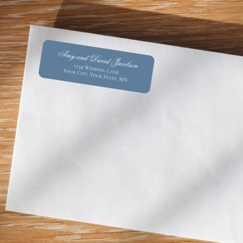 Dusty Blue Script Wedding Return Address Label