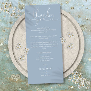 Dusty Blue Script Wedding Thank You Place Card