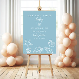 Dusty Blue Sea You Soon Baby Shower Welcome Sign