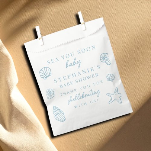 Dusty Blue Sea You Soon Thank You Baby Shower Favor Bag