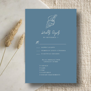 Dusty Blue Seashell Beach Destination Wedding RSVP Card
