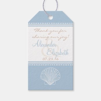 Dusty Blue Seashell Wedding Guest Favor Thank You- Gift Tags by hungaricanprincess at Zazzle