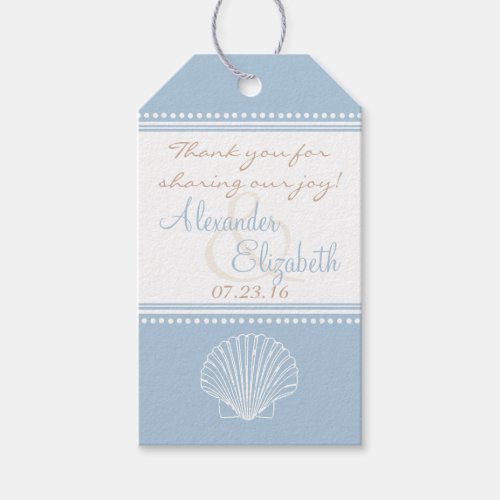 Dusty Blue Seashell Wedding Guest Favor Thank You_ Gift Tags