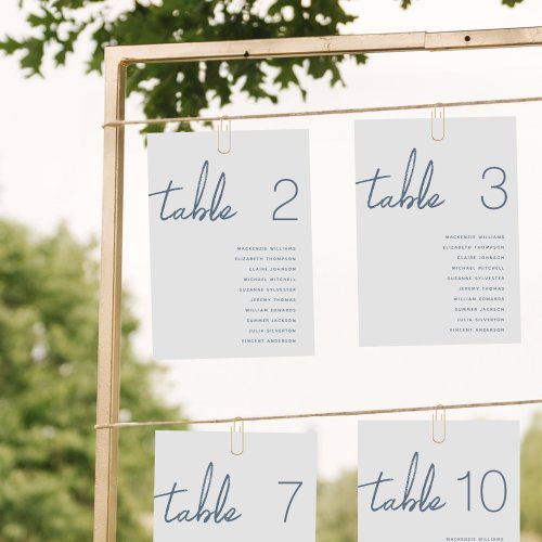 Dusty Blue Seating Chart Card Whimsical Script
