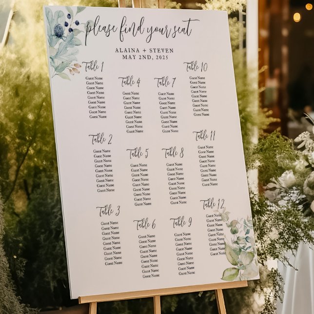 Dusty Blue Seating Chart | Elegant Spring Wedding (Creator Uploaded)