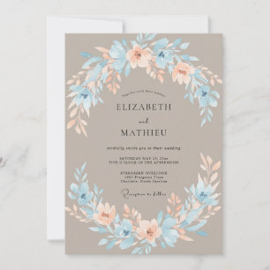 Dusty Blue Serene Bloom Wedding Invitation