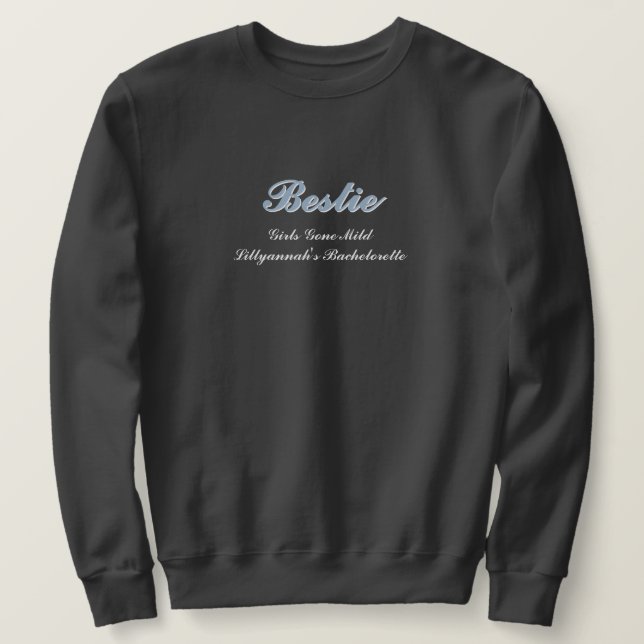 Dusty Blue Shadow Script Wedding  Sweatshirt (Design Front)