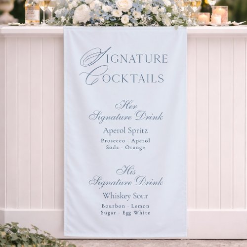 Dusty Blue Signature Cocktails Wedding Bar Menu Banner